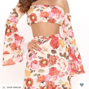 Fashion Nova Floral Print Top and Skirt Set